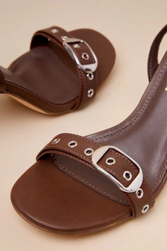 Cleore Brown Slingback Buckle High Heel Sandals sold by Lulus product image thumbnail 3