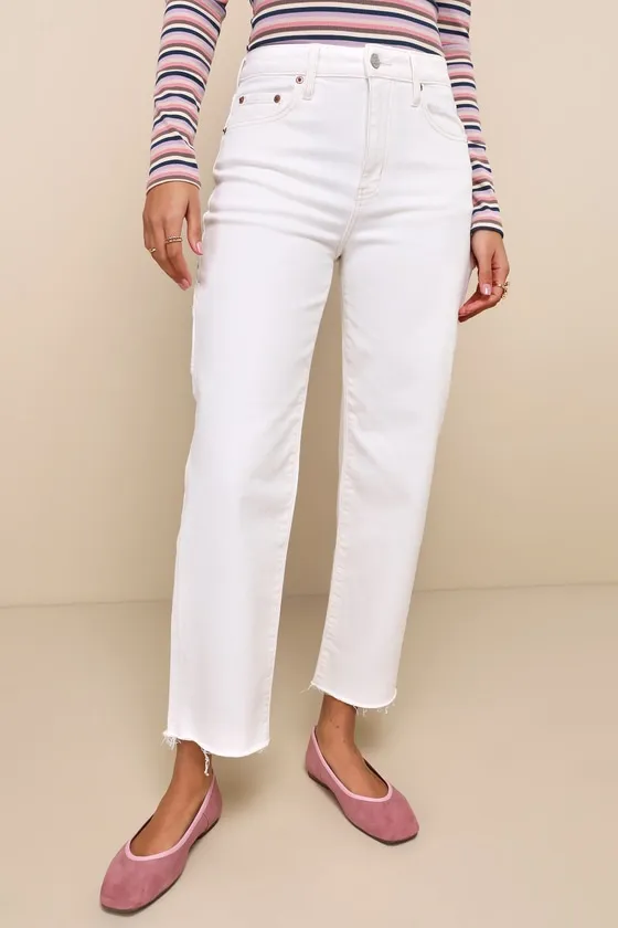 Sundaze Cream Distressed High-Rise Dad Jeans sold by Lulus product image thumbnail 2