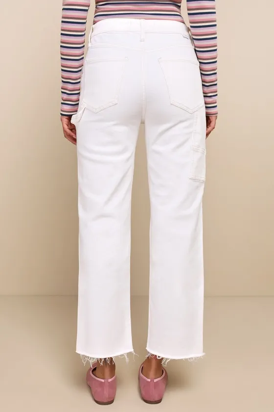 Sundaze Cream Distressed High-Rise Dad Jeans sold by Lulus product image thumbnail 3