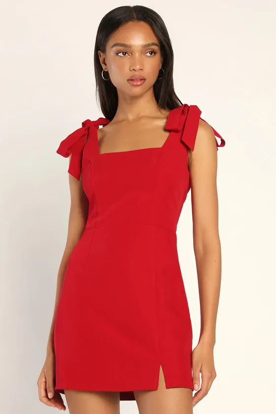 Your Sweetie Wine Red Tie-Strap Mini Dress sold by Lulus