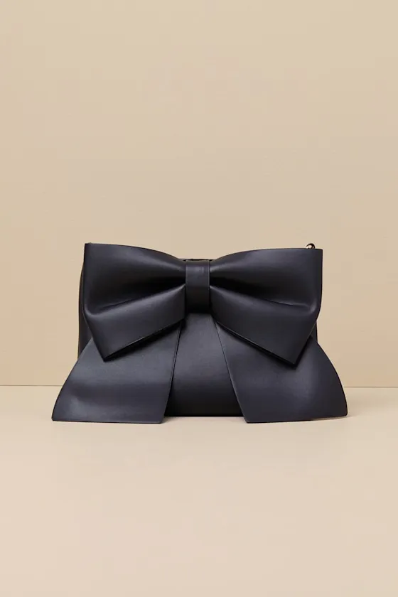 Compellingly Chic Black Bow Crossbody Bag sold by Lulus