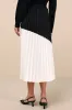 Chic Rarity Black and Ivory Color Block Satin Pleated Midi Skirt sold by Lulus