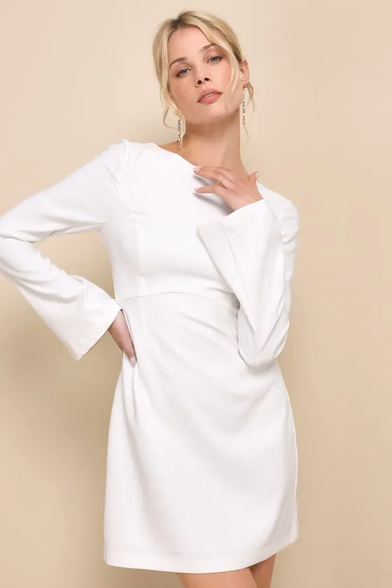 Elegant Cutie Ivory Bow Long Sleeve Backless Mini Dress sold by Lulus product image thumbnail 3