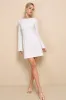 Elegant Cutie Ivory Bow Long Sleeve Backless Mini Dress sold by Lulus