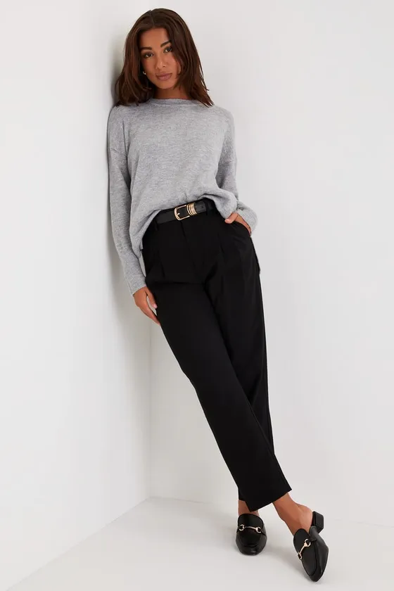 Autumn Allure Heather Grey Crew Neck Oversized Pullover Sweater sold by Lulus product image thumbnail 2