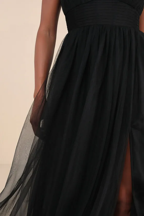 Convincingly Graceful Black Tulle Sleeveless Maxi Dress sold by Lulus product image thumbnail 3