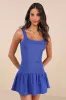 Playful Attitude Blue Sleeveless Seamed Drop-Waist Mini Dress sold by Lulus