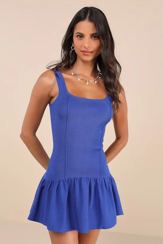 Playful Attitude Blue Sleeveless Seamed Drop-Waist Mini Dress sold by Lulus product image thumbnail 2