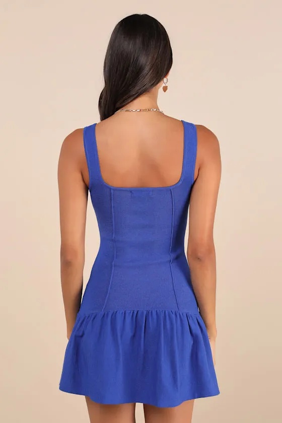 Playful Attitude Blue Sleeveless Seamed Drop-Waist Mini Dress sold by Lulus product image thumbnail 3