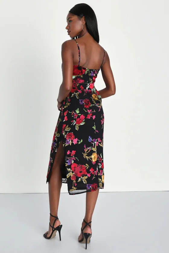 Garden Sensation Black Floral Burnout Sleeveless Midi Dress sold by Lulus product image thumbnail 2