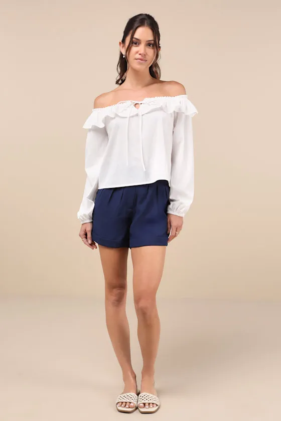 Dreamy Perception White Ruffled Long Sleeve Off-the-Shoulder Top sold by Lulus product image thumbnail 4