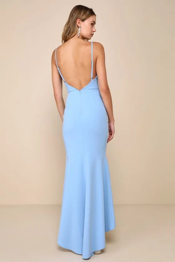 Stunning Enchantment Light Blue Backless Trumpet Hem Maxi Dress sold by Lulus product image thumbnail 2