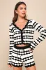 Stylish Bliss Ivory and Black Striped Crochet Shorts sold by Lulus