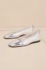 Ryder Silver Distressed Leather Lace-Up Ballet Flats sold by Lulus