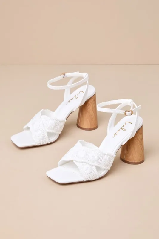 Chaya White Woven Ankle Strap High Heel Sandals made by Lulus