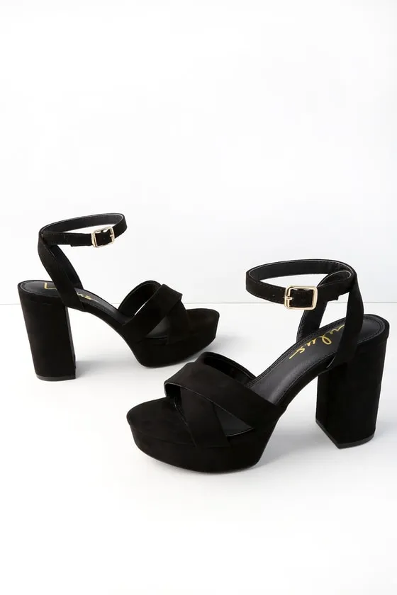 Selah Black Suede Ankle Strap Heels sold by Lulus product image thumbnail 2