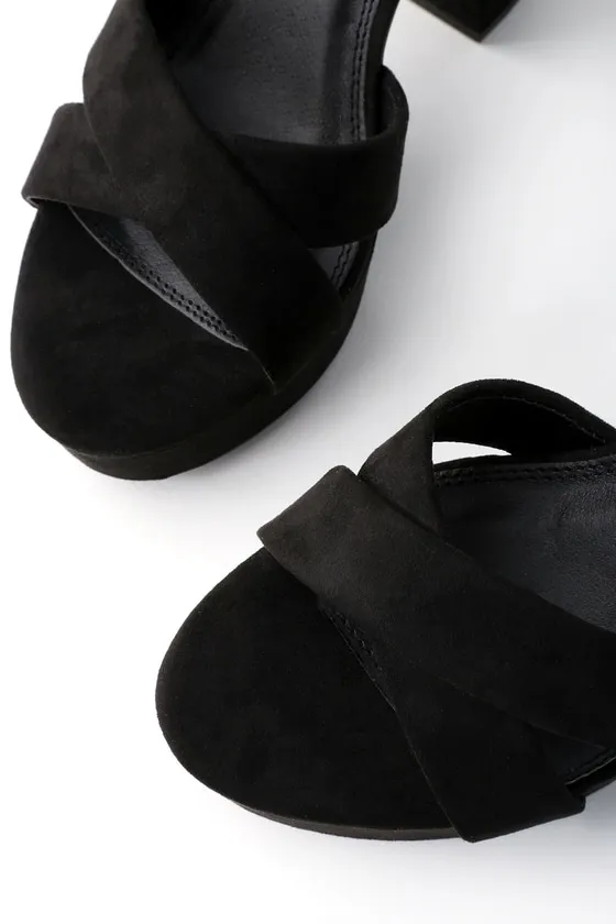 Selah Black Suede Ankle Strap Heels sold by Lulus product image thumbnail 3