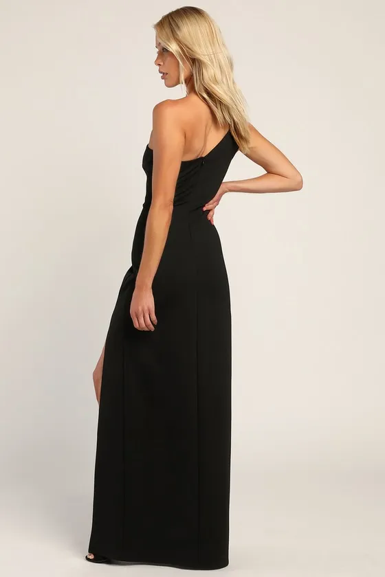 Good Times Only Black One-Shoulder Maxi Dress sold by Lulus product image thumbnail 3