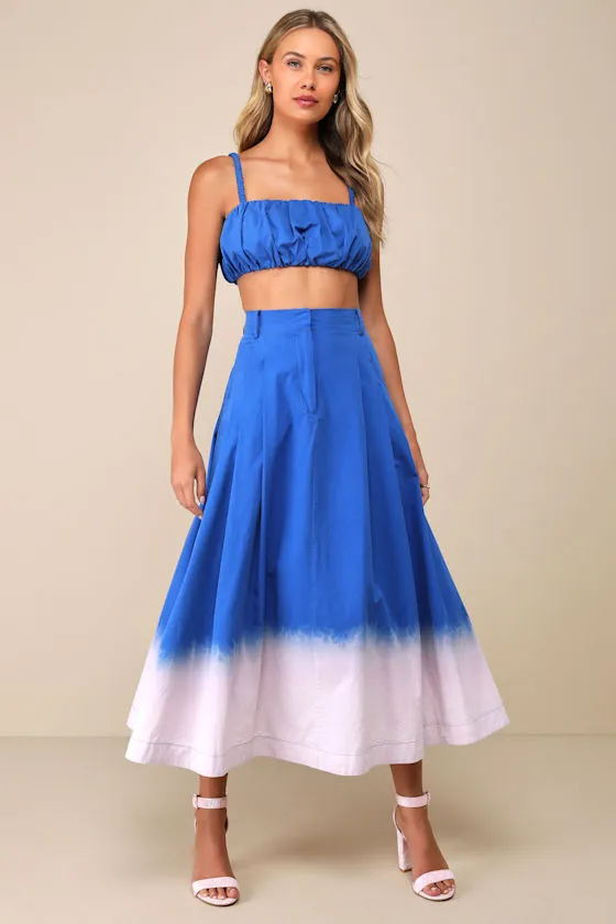 Compelling Aesthetic Blue Ombre Two-Piece Sleeveless Midi Dress sold by Lulus