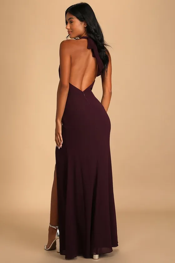 Captured Your Heart Dark Purple Halter Maxi Dress sold by Lulus product image thumbnail 3