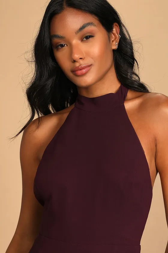 Captured Your Heart Dark Purple Halter Maxi Dress sold by Lulus product image thumbnail 4