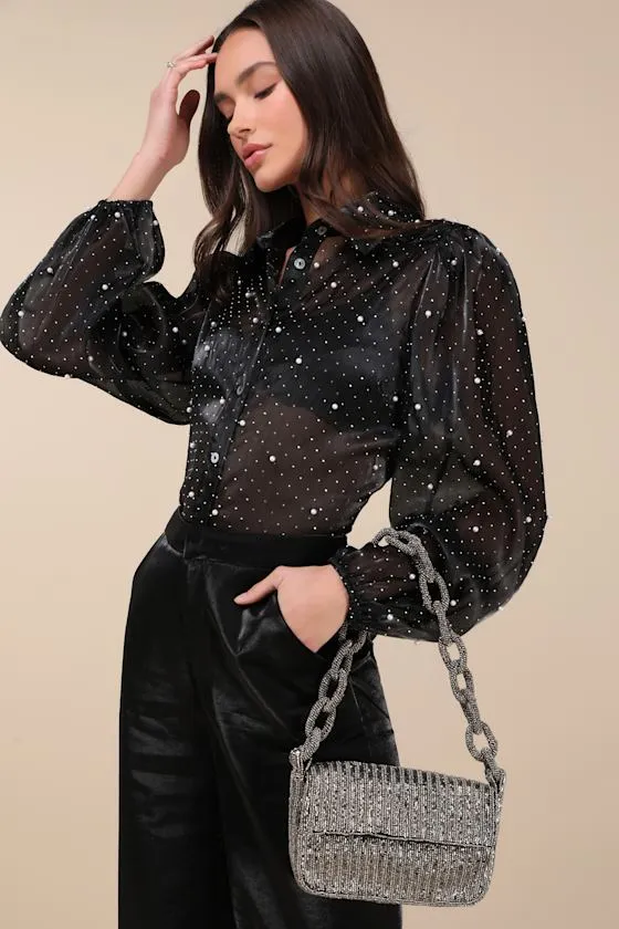 Ailean Charcoal Grey Beaded Shoulder Bag sold by Lulus product image thumbnail 2