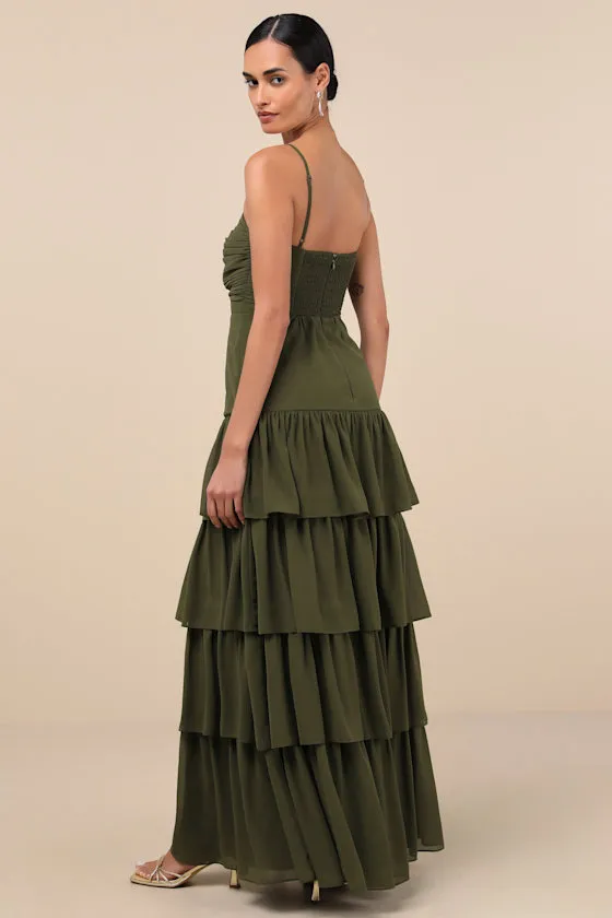 Gorgeous Influence Olive Green Tiered Maxi Dress sold by Lulus product image thumbnail 2