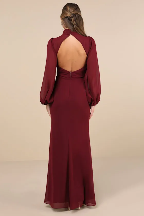 Graceful Entrance Plum Purple Long Sleeve Backless Maxi Dress sold by Lulus product image thumbnail 2