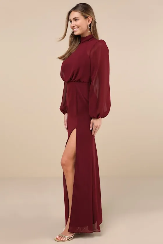 Graceful Entrance Plum Purple Long Sleeve Backless Maxi Dress sold by Lulus product image thumbnail 3