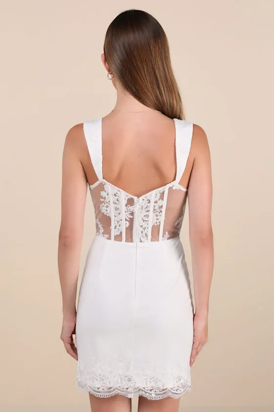 Coveted Delight White Sequin Mesh Embroidered Bustier Mini Dress sold by Lulus product image thumbnail 3