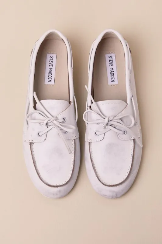 SAG White Leather Distressed Lace-Up Loafers sold by Lulus