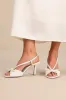 Lonny White Satin Leather Pearl High Heel Sandals sold by Lulus