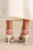 Lonny White Satin Leather Pearl High Heel Sandals sold by Lulus