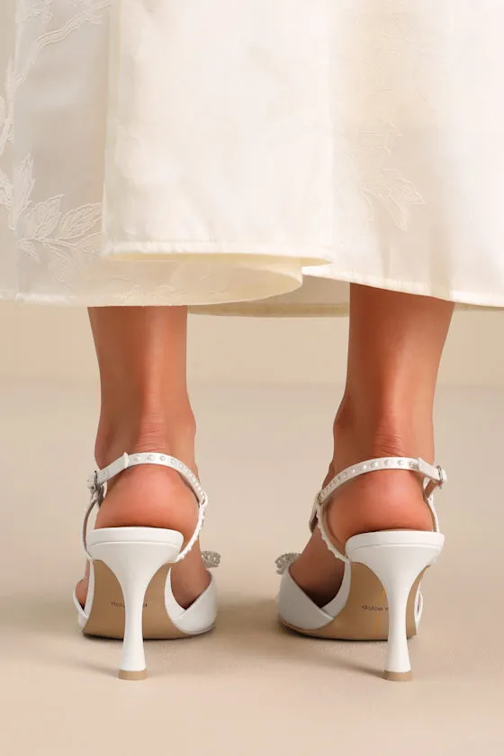 Lonny White Satin Leather Pearl High Heel Sandals sold by Lulus product image thumbnail 3