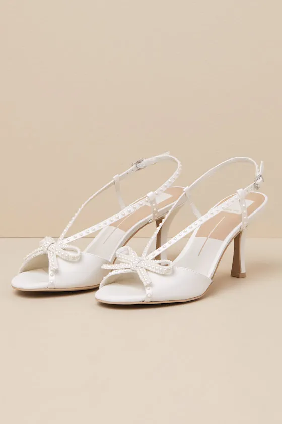 Lonny White Satin Leather Pearl High Heel Sandals sold by Lulus product image thumbnail 4