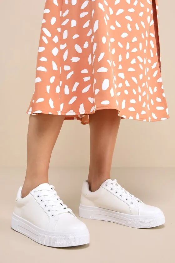 Lannie White Lace-Up Flatform Sneakers sold by Lulus product image thumbnail 2