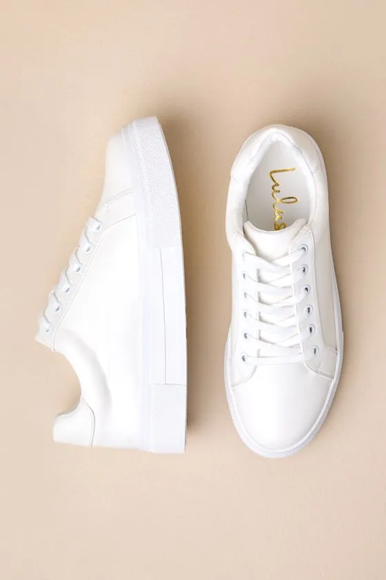 Lannie White Lace-Up Flatform Sneakers sold by Lulus product image thumbnail 3