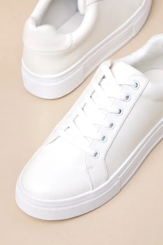Lannie White Lace-Up Flatform Sneakers sold by Lulus product image thumbnail 4