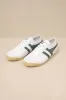 Race White and Evergreen Leather Lace-Up Sneakers sold by Lulus