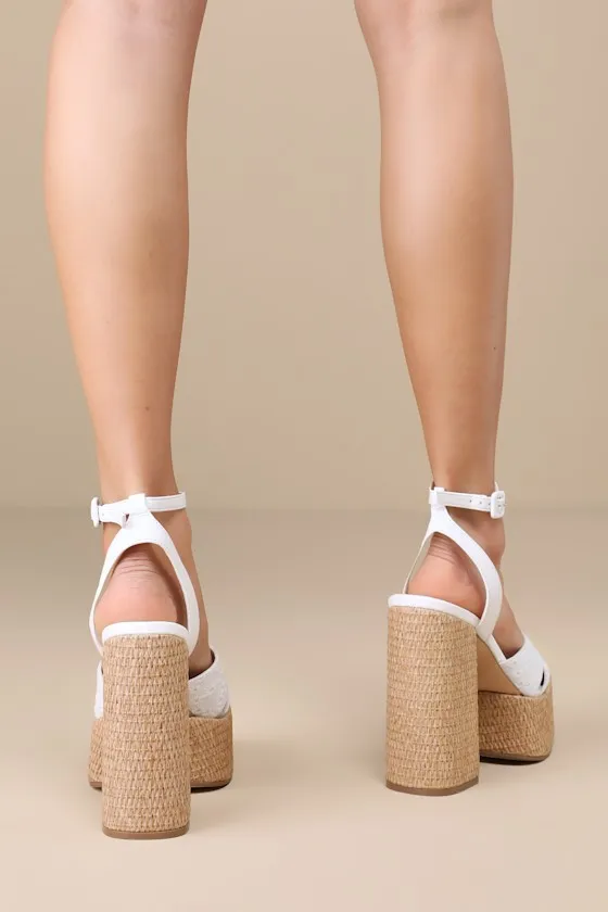 Raela White Eyelet Embroidered Platform Ankle Strap Sandals sold by Lulus product image thumbnail 3