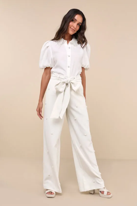 Polo Ivory Pearl High-Waisted Trousers sold by Lulus
