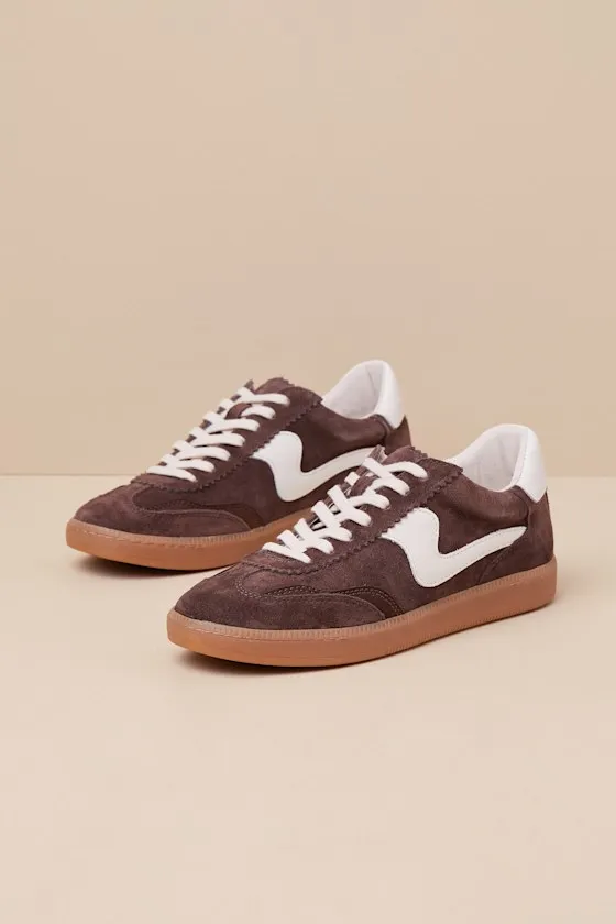 Notice Dark Brown Suede Leather Color Block Lace-Up Sneakers sold by Lulus product image thumbnail 2