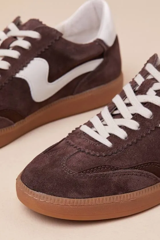 Notice Dark Brown Suede Leather Color Block Lace-Up Sneakers sold by Lulus product image thumbnail 4