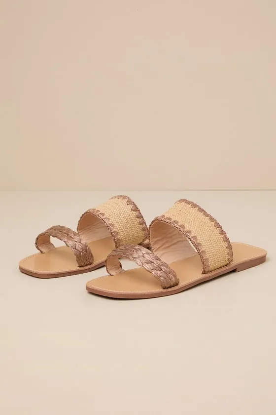 Minka Brown Raffia Woven Slide Sandals sold by Lulus product image thumbnail 3