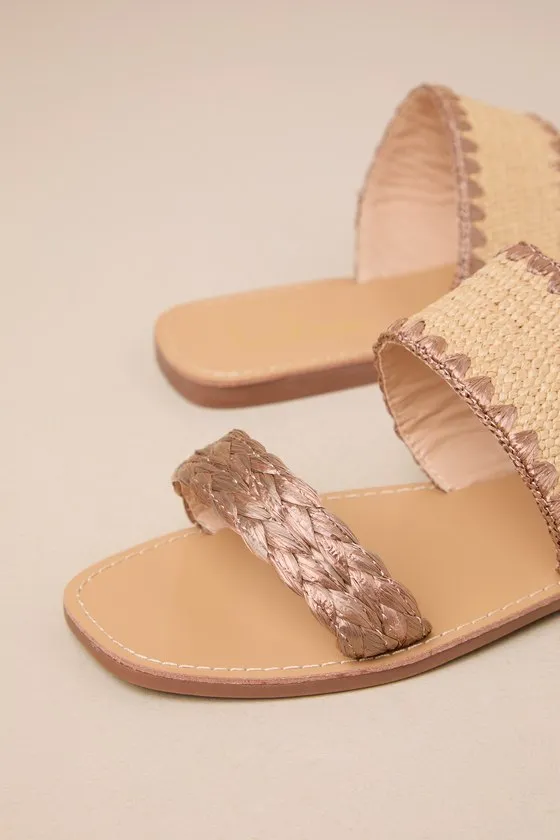 Minka Brown Raffia Woven Slide Sandals sold by Lulus product image thumbnail 4