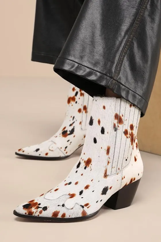 Collins White Multi Speckle Calf Hair Leather Ankle Boots sold by Lulus product image thumbnail 2