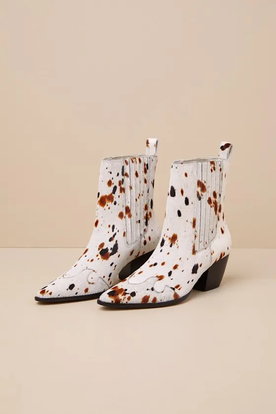 Collins White Multi Speckle Calf Hair Leather Ankle Boots sold by Lulus product image thumbnail 3