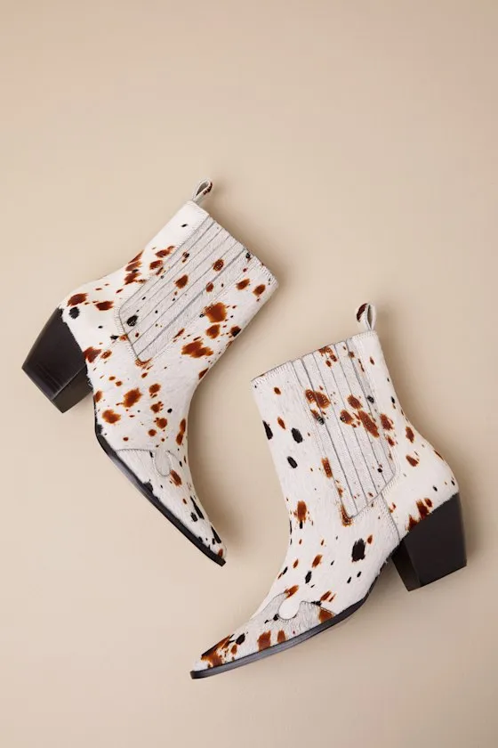 Collins White Multi Speckle Calf Hair Leather Ankle Boots sold by Lulus product image thumbnail 4