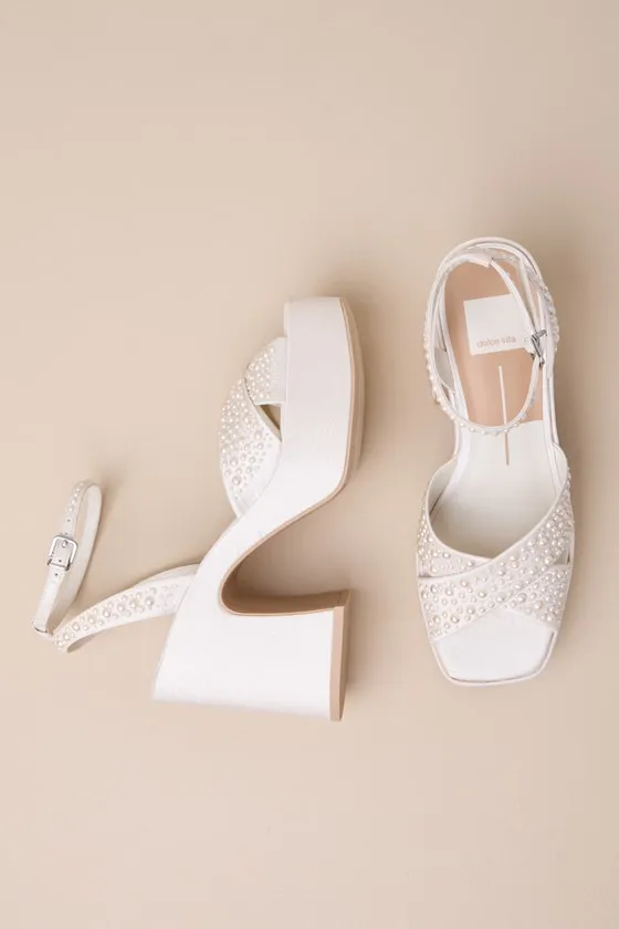 Wessi Vanilla Pearl Platform Ankle Strap High Heels sold by Lulus product image thumbnail 3