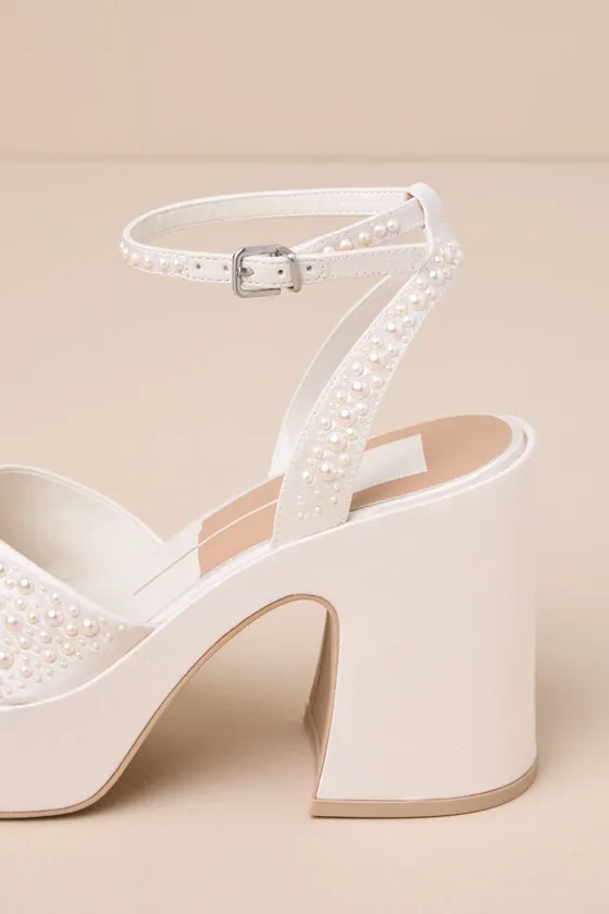 Wessi Vanilla Pearl Platform Ankle Strap High Heels sold by Lulus product image thumbnail 4